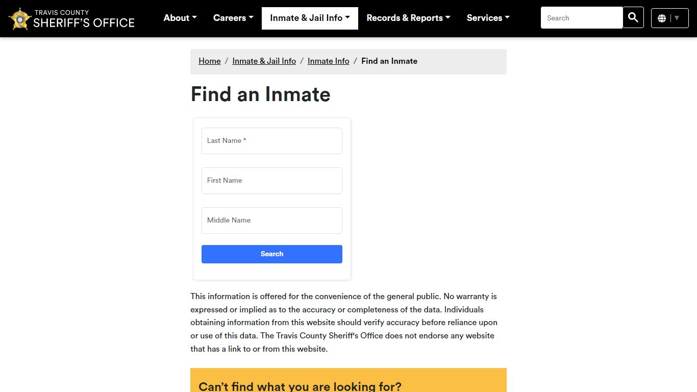 Find an Inmate - Sheriff's Office